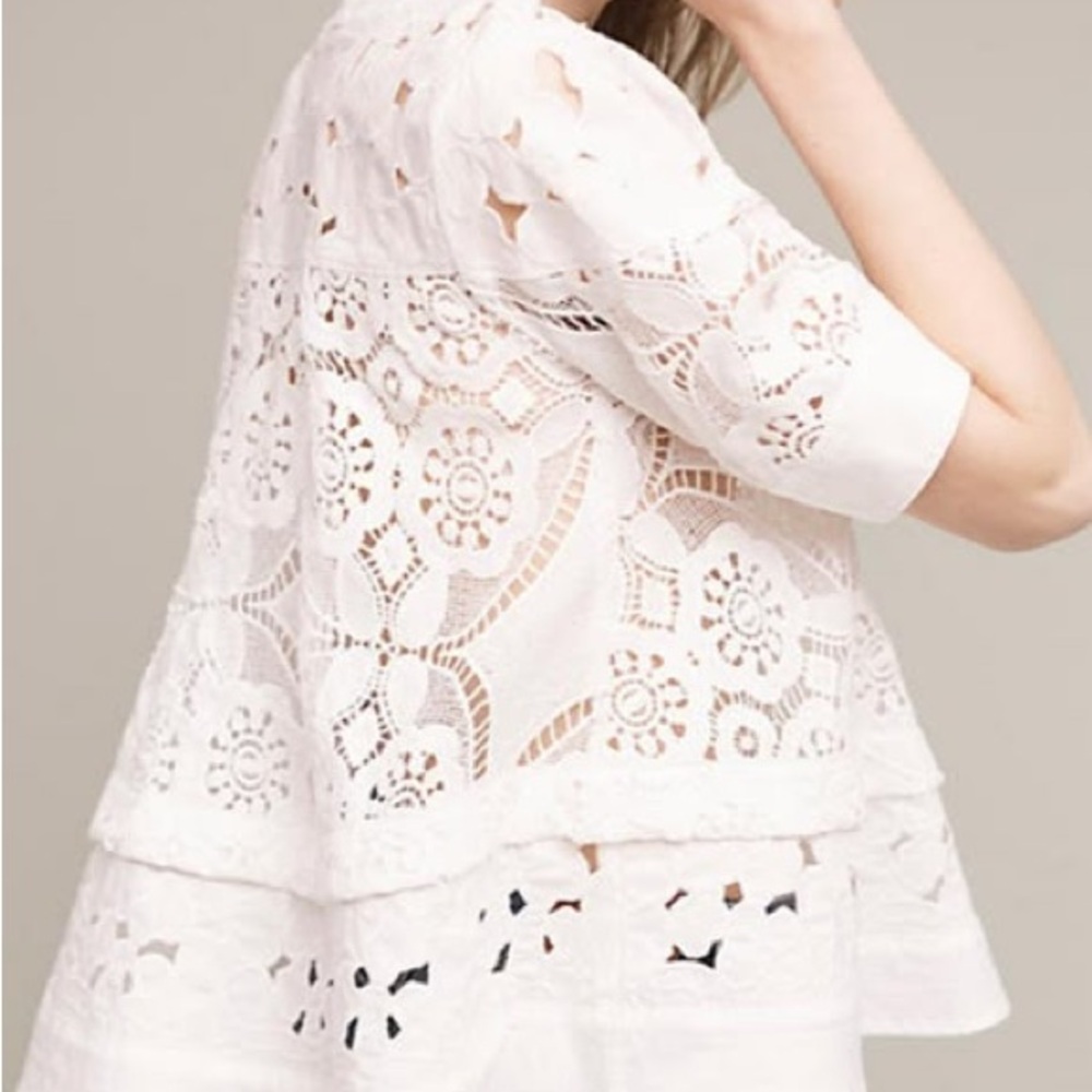 Anthropologie White Lace Blouse